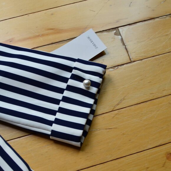 ZARA Striped Blazer Jacket Coat Lined 3/4 Sleeve Womens Size XS NWT - Picture 5 of 13